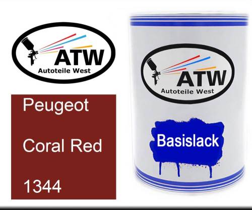 Peugeot, Coral Red, 1344: 500ml Lackdose, von ATW Autoteile West.
